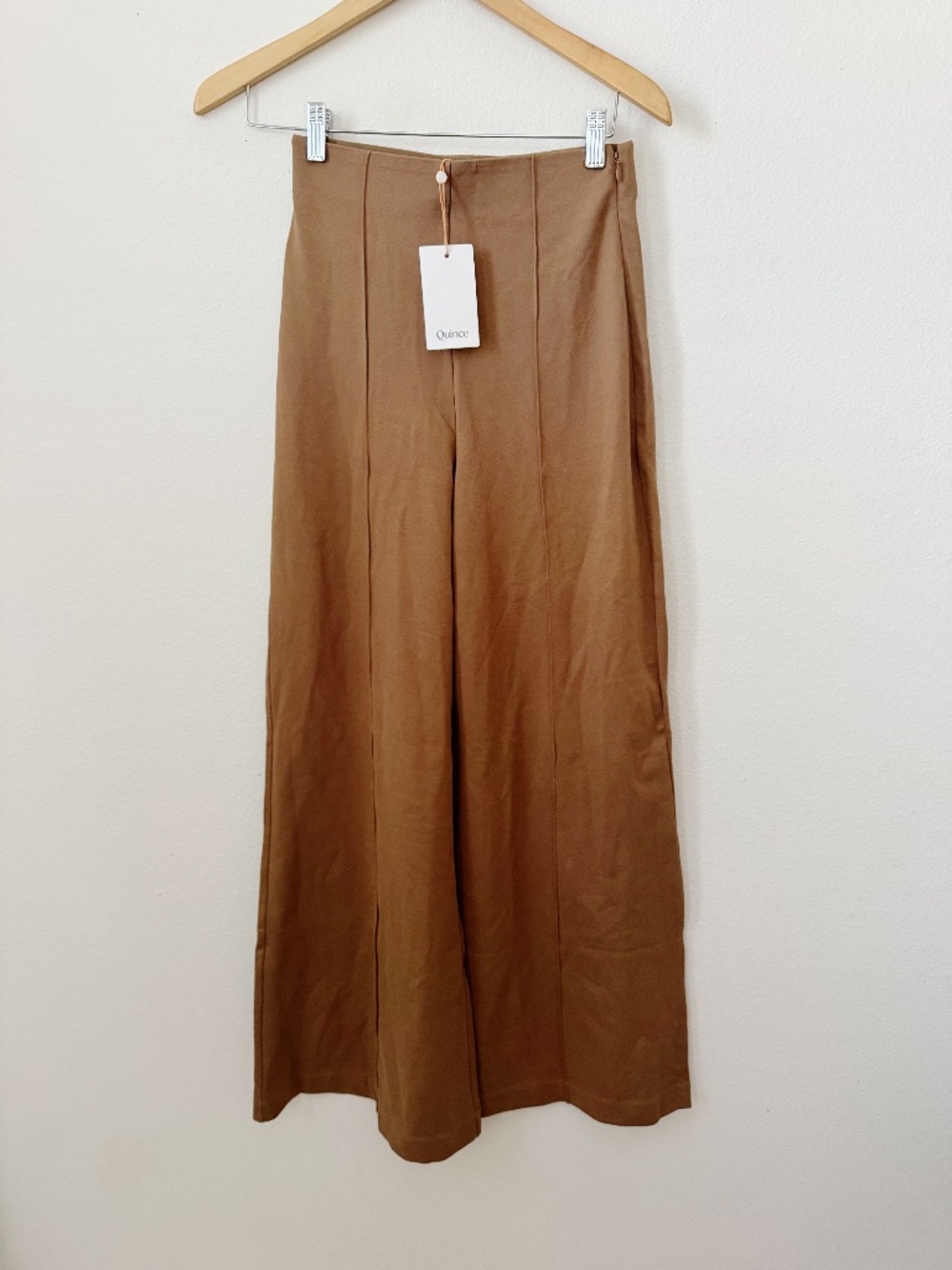 NWT Quince Ultra-Stretch Ponte Super Wide Leg Ankle Pants Brown S - Picture 2 of 6